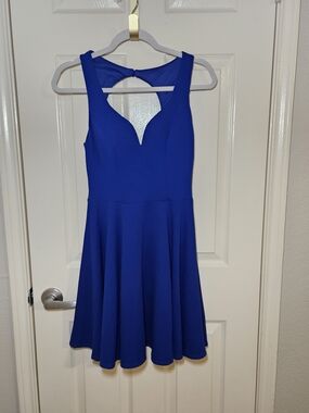 B Darlin Royal Blue Sleeveless Fit-and-Flare Mini Dress